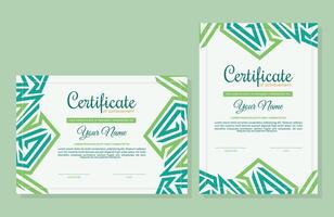 Green certificate of achievement template with wave abstract vector