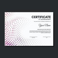 Colorful certificate of achievement template with dot abstract vector