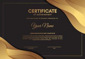 luxury certificate of achievement with wave abstract vector