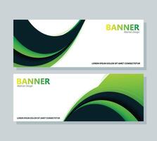 green abstract wave banner design vector