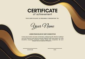 luxury certificate of achievement with wave abstract vector
