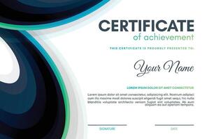 Colorful certificate of achievement template with wave abstract vector