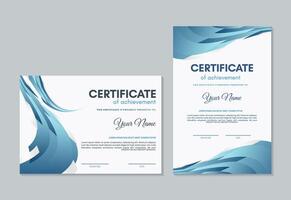 Blue certificate of achievement template with wave abstract vector