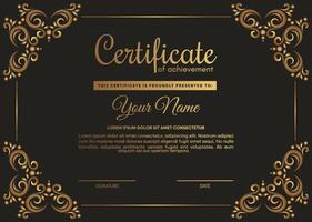 luxury certificate of achievement with gold frame vector