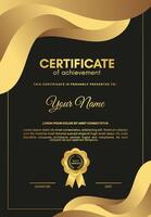 luxury certificate of achievement with wave abstract vector