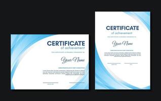 PrintBlue certificate of achievement template with wave abstract vector