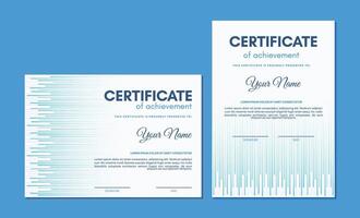 Blue certificate of achievement template with line abstract vector