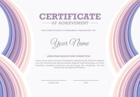 Colorful certificate of achievement template with wave abstract vector
