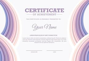 Colorful certificate of achievement template with wave abstract vector