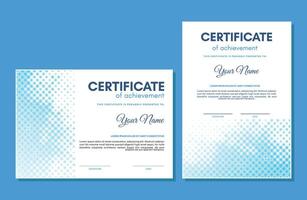 azul certificado de logro modelo con punto resumen vector