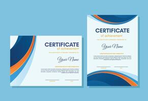 Colorful certificate of achievement template with wave abstract vector