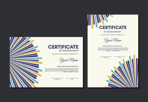 Colorful certificate of achievement template with line abstract vector