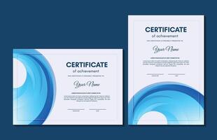 Blue certificate of achievement template with wave abstract vector