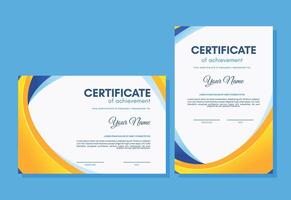 Colorful certificate of achievement template with wave abstract vector