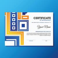 Colorful certificate of achievement template with abstract vector