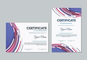 Colorful certificate of achievement template with wave abstract vector