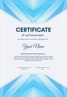 Blue certificate of achievement template with abstract vector