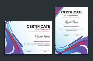 Colorful certificate of achievement template with wave abstract vector