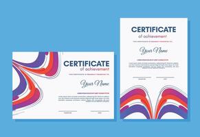 Colorful certificate of achievement template with wave abstract vector