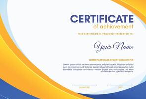 Colorful certificate of achievement template with wave abstract vector