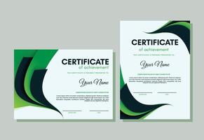 Green certificate of achievement template with wave abstract vector