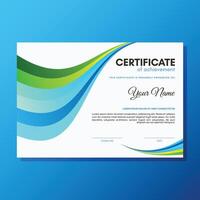 Colorful certificate of achievement template with wave abstract vector