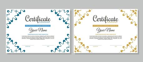 Colorful certificate of achievement template with wave abstract vector