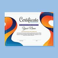 Colorful certificate of achievement template with wave abstract vector