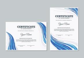 Blue certificate of achievement template with wave abstract vector