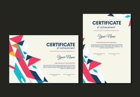 Colorful certificate of achievement template with abstract vector