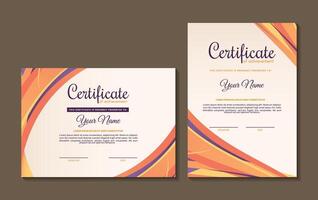 Orange certificate of achievement template with wave abstract vector