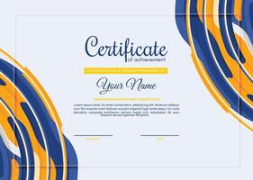 Colorful certificate of achievement template with wave abstract vector