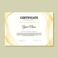 Orange certificate of achievement template with line wave abstract vector