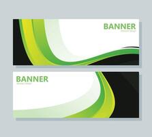 green abstract wave banner design vector