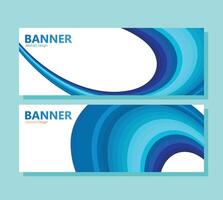 Blue abstract wave banner design vector
