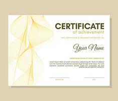 Orange certificate of achievement template with wave line abstract vector