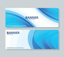 Blue abstract wave banner design vector