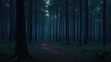 Autumn dark tree forest panorama landscape photo