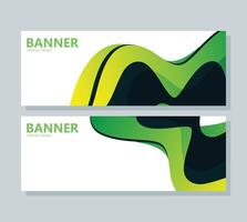 green abstract wave banner design vector