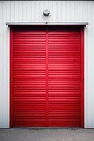 Cherry red and white garage metal door photo