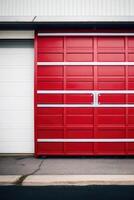 Cereza rojo y blanco garaje metal puerta foto