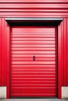 Cherry red and white garage metal door photo