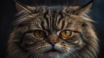 an angry cat with its mouth open photo