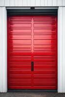 Cherry red and white garage metal door photo