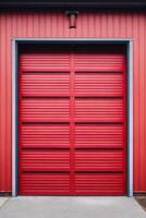 Cherry red and white garage metal door photo