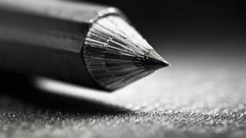 a close up of a pencil on a table black and white photo