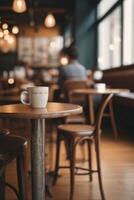 defocused coffee shop interior photo