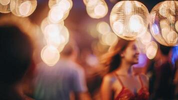 Defocused People is having a beach party at night in the summer event festival vacation on a blurred background photo