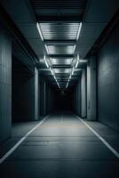 an empty parking garage with a dark floor photo