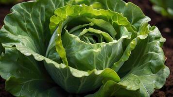 un cerca arriba de lechuga creciente en un campo foto